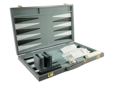 15" Grey Vinyl Backgammon Set