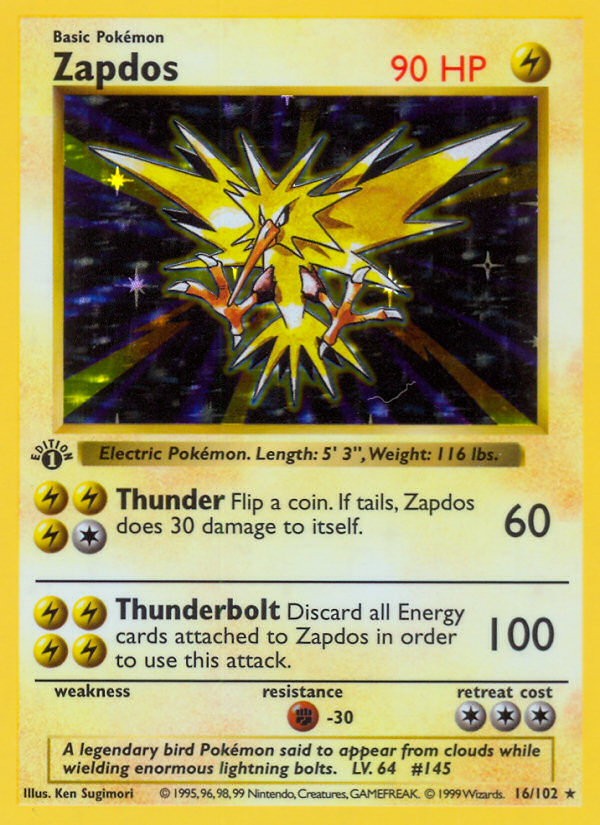 CGC Graded - Zapdos (16/102) (Shadowless) [Base Set 1st Edition]