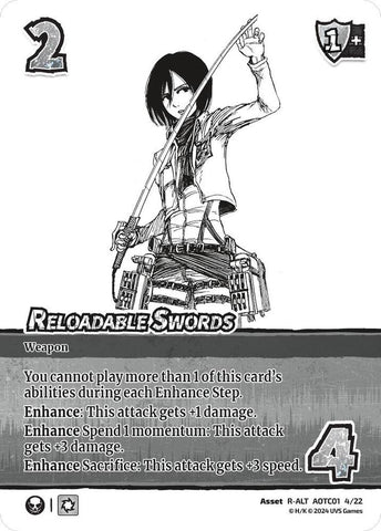 Reloadable Swords (Alternate Art) [Challenger Series: Attack on Titan: Battle for Humanity]