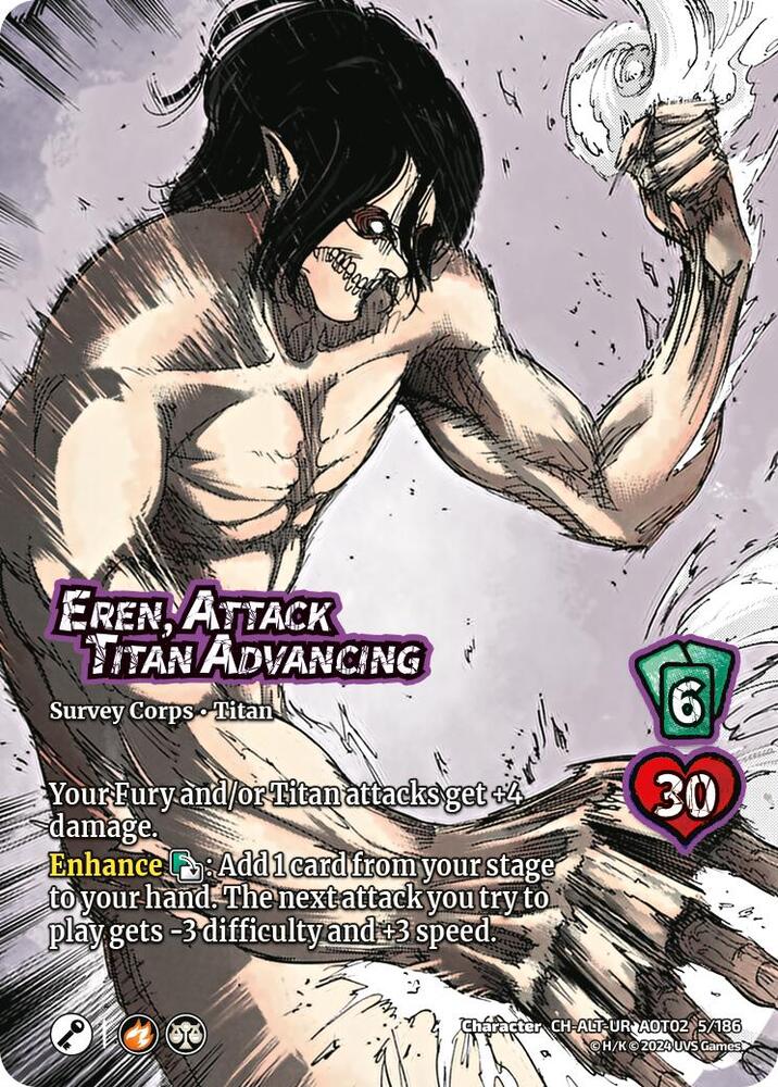 Eren Yeager, Humanity's Hope // Eren, Attack Titan Advancing (Alternate Art) [Attack On Titan - Origins of Power]