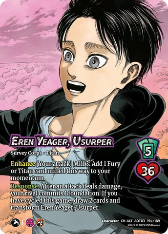 Eren Yeager, Usurper // Attack Titan, Finale (Alternate Art) [Attack on Titan: Apocalypse]