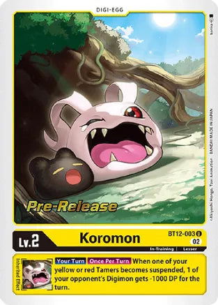 Digimon Single: Koromon - Across Time Pre-Release Cards (BT12_PR)