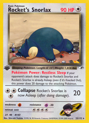 CGC Graded - Rocket's Snorlax (33/132) [Gym Heroes 1st Edition]