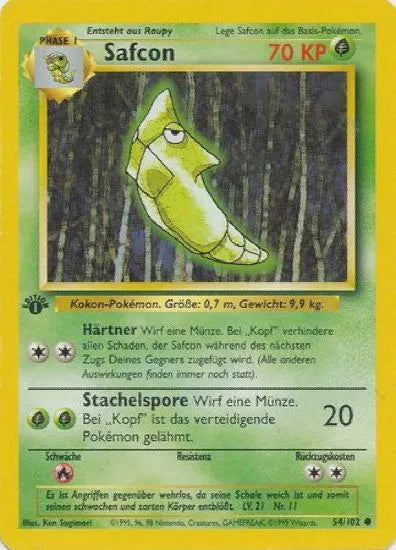 Metapod "Safcon" (54/102) 1st Edition [German Pokemon Card]